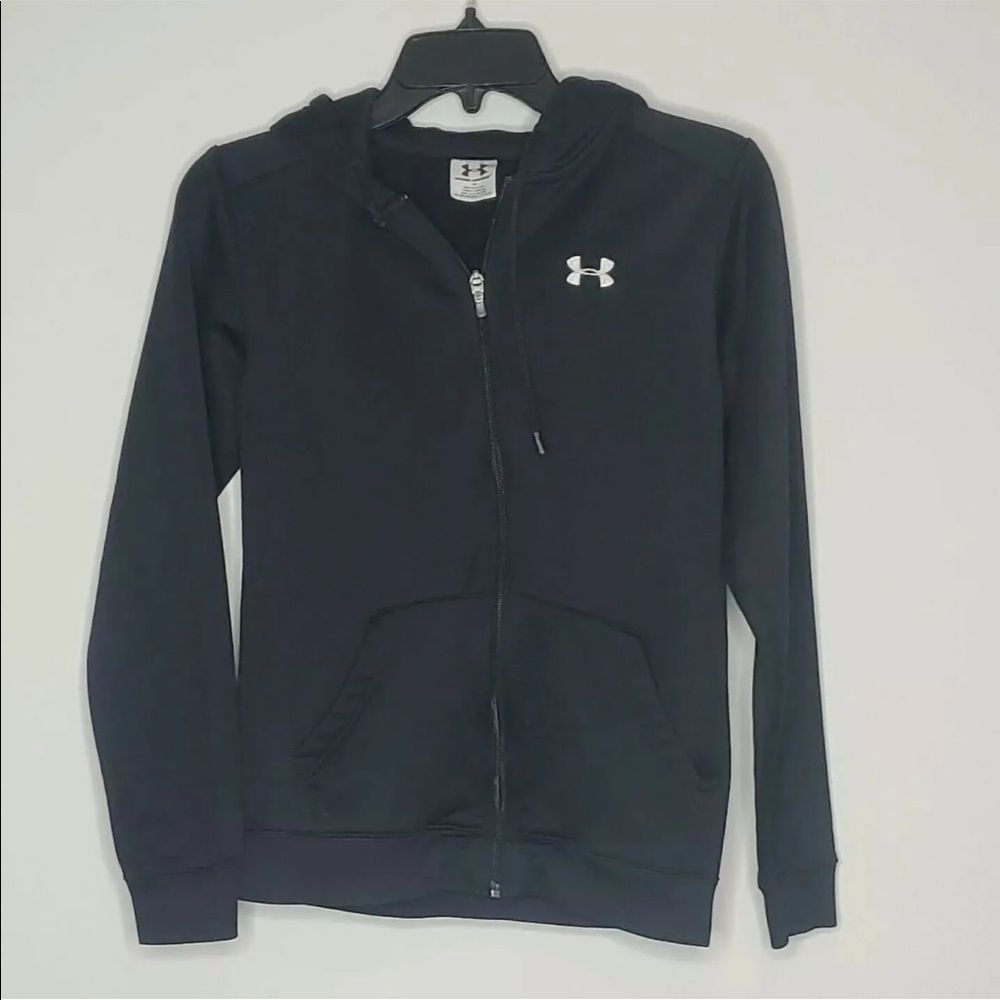 Under Armour Women's Fleece Full Zip Black Hooded Jacket Size XS
